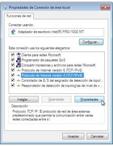 Propiedades de conexion de area local