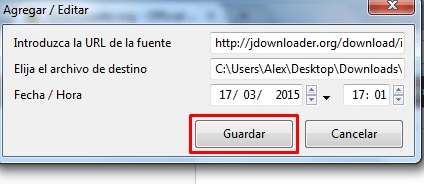 programar descargas firefox